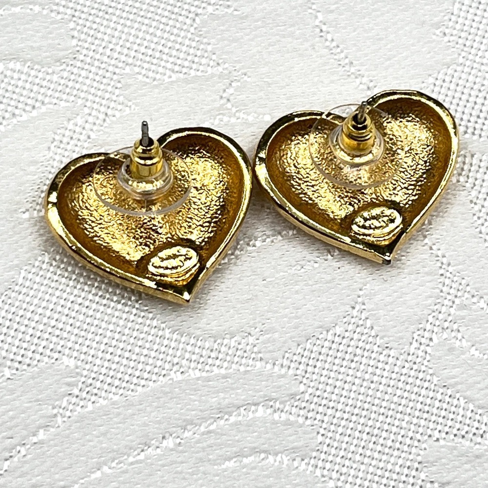 Kirks Folly Angel Wings Heart Earrings - Gold Tone & Crystal AB Rhinestones - Picture 6 of 8